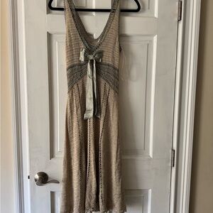 Karen Millen Beige and Blueish Gray Knit Midi Dress